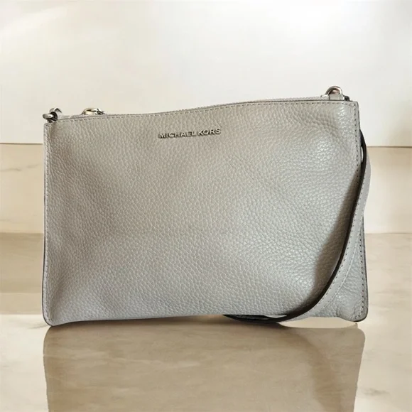 Michael Kors Gray Pebble Leather Crossbody Bag - Picture 1 of 4